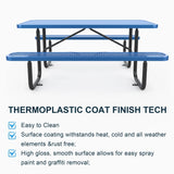 Expanded Rectangular Picnic Table - Blue - Metal - Furniture Home Direct