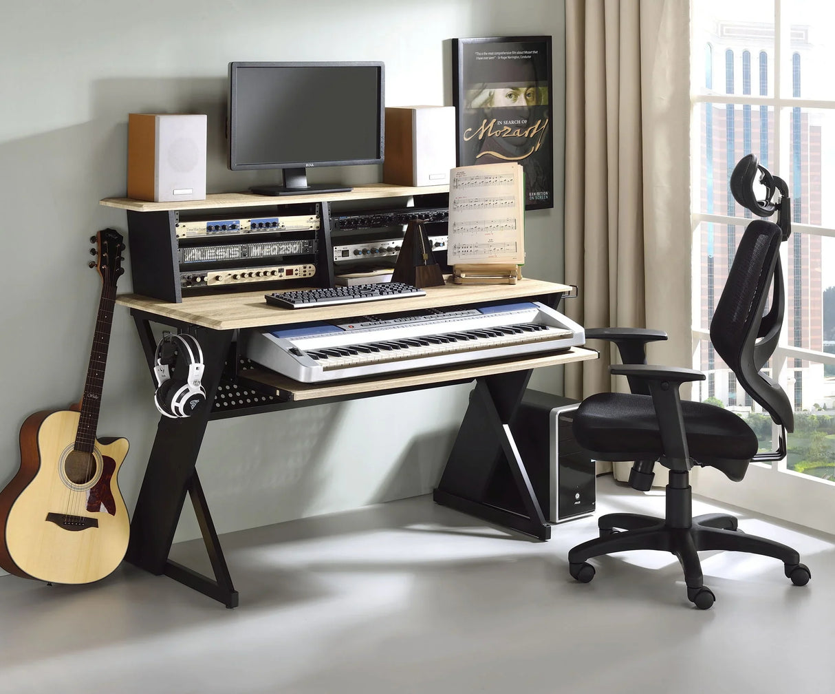 Eleazar - Music Recording Studio Desk - Natural Oak - Furniture Home Direct