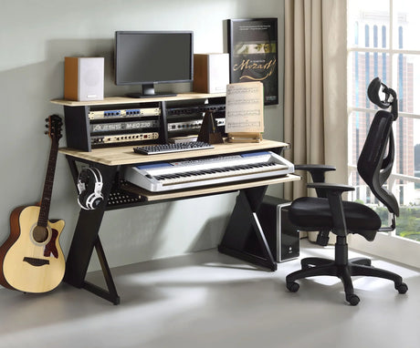 Eleazar - Music Recording Studio Desk - Natural Oak - Furniture Home Direct