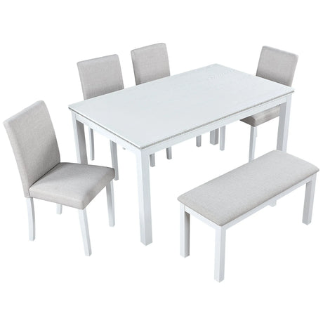 Dining Table Set With Crystal Decoration And Upholstered Chairs - Furniture Home Direct