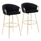 Claire - Contemporary / Glam Fixed Height Bar Stool (Set of 2) Round Footrest (Set of 2) - Furniture Home Direct