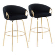 Claire - Contemporary / Glam Fixed Height Bar Stool (Set of 2) Round Footrest (Set of 2) - Furniture Home Direct