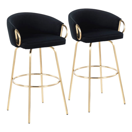 Claire - Contemporary / Glam Fixed Height Bar Stool (Set of 2) Round Footrest (Set of 2) - Furniture Home Direct