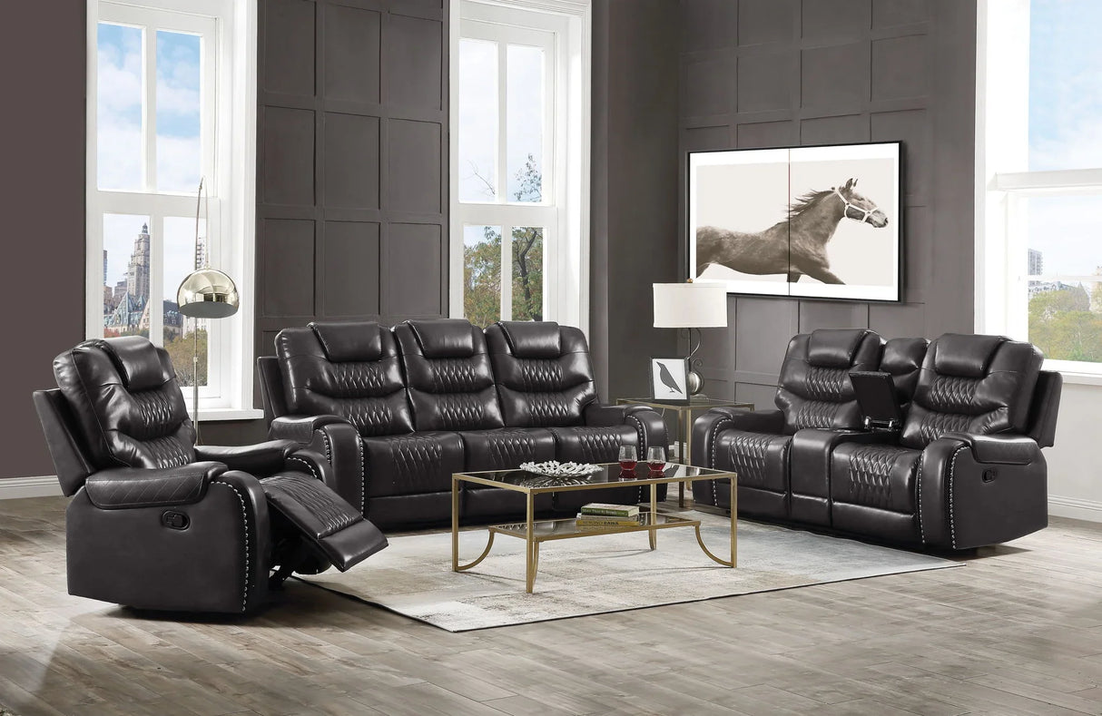 Braylon - Magnetite Synthetic Leather Manual Recliner Sofa - Brown - Furniture Home Direct