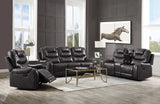 Braylon - Magnetite Synthetic Leather Manual Recliner Sofa - Brown - Furniture Home Direct