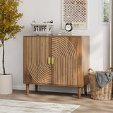 Buffet Cabinet With Line Groove Design, Sideboard Buffet Cabinet With Storage, Multifunctional Accent Cabinet For Living Room, Entryway, Hallway, Office, Kitchen - Brown - Furniture Home Direct