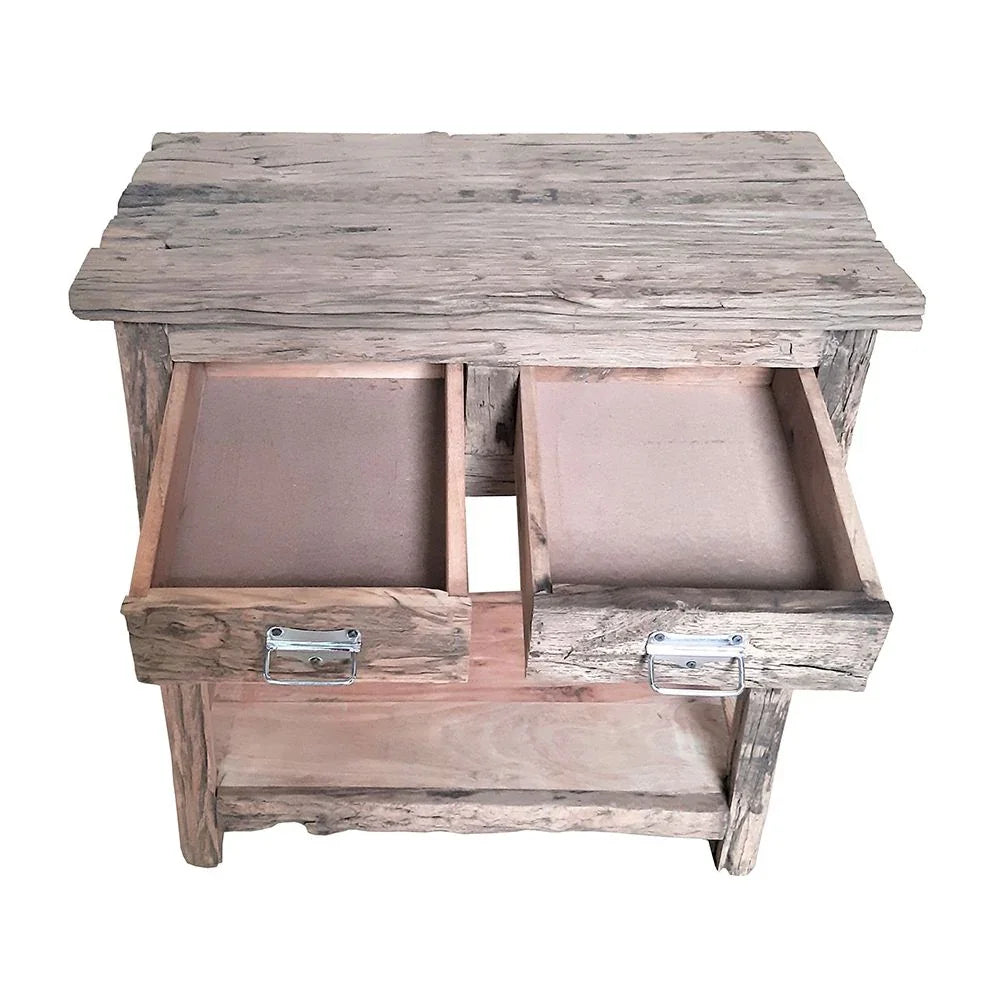 Rustic 2 Drawer Kitchen Island - Wood - Furniture Home Direct