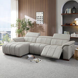 Genuine Leather Power Reclining Sectional - Light Gray - Furniture Home Direct