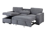 Sleeper Sectional Sofa With Chaise Corded Fabric Dark Gray - Furniture Home Direct