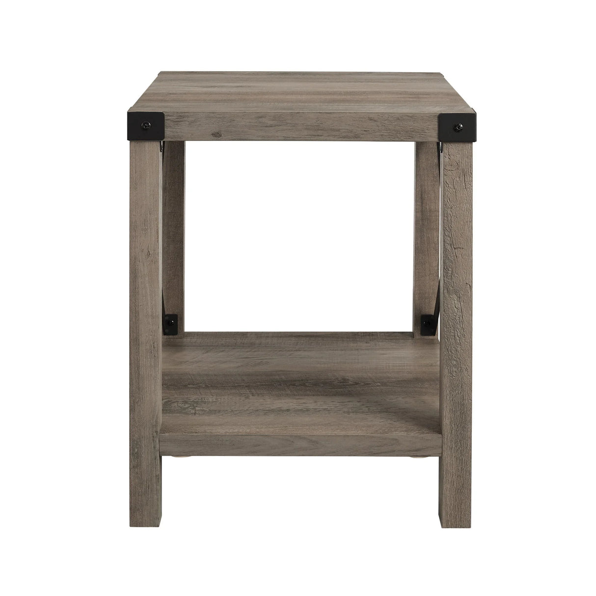 Rustic Industrial X 2 Tier Side Table - Gray Wash - Furniture Home Direct