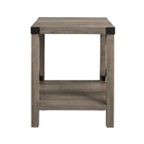 Rustic Industrial X 2 Tier Side Table - Gray Wash - Furniture Home Direct