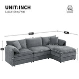 Modular Sectional With Deep And Wide Seat, Cloud Couch Set With Double Cushions Sofa With Movable Ottoman - Furniture Home Direct