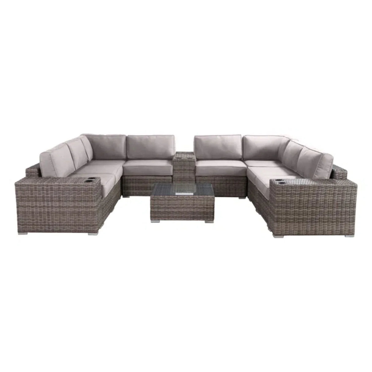Modern Patio Rattan Sectional Set With Cushions - Furniture Home Direct