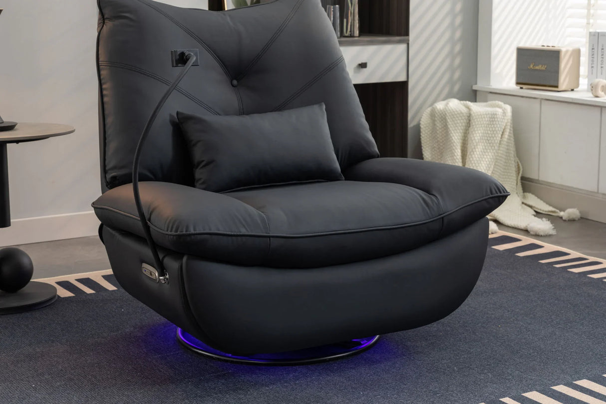 270 Swivel Glider Recliner Chair, Power Recliner Rocking Chair, USB Port Charge For Nursery Chair With Atmosphere Lamp For Living Room Bedroom Apartment - Furniture Home Direct