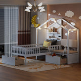 House Bed With Upholstered Sofa, Wireless Charging Station, Shelves And 2 Drawers - Furniture Home Direct