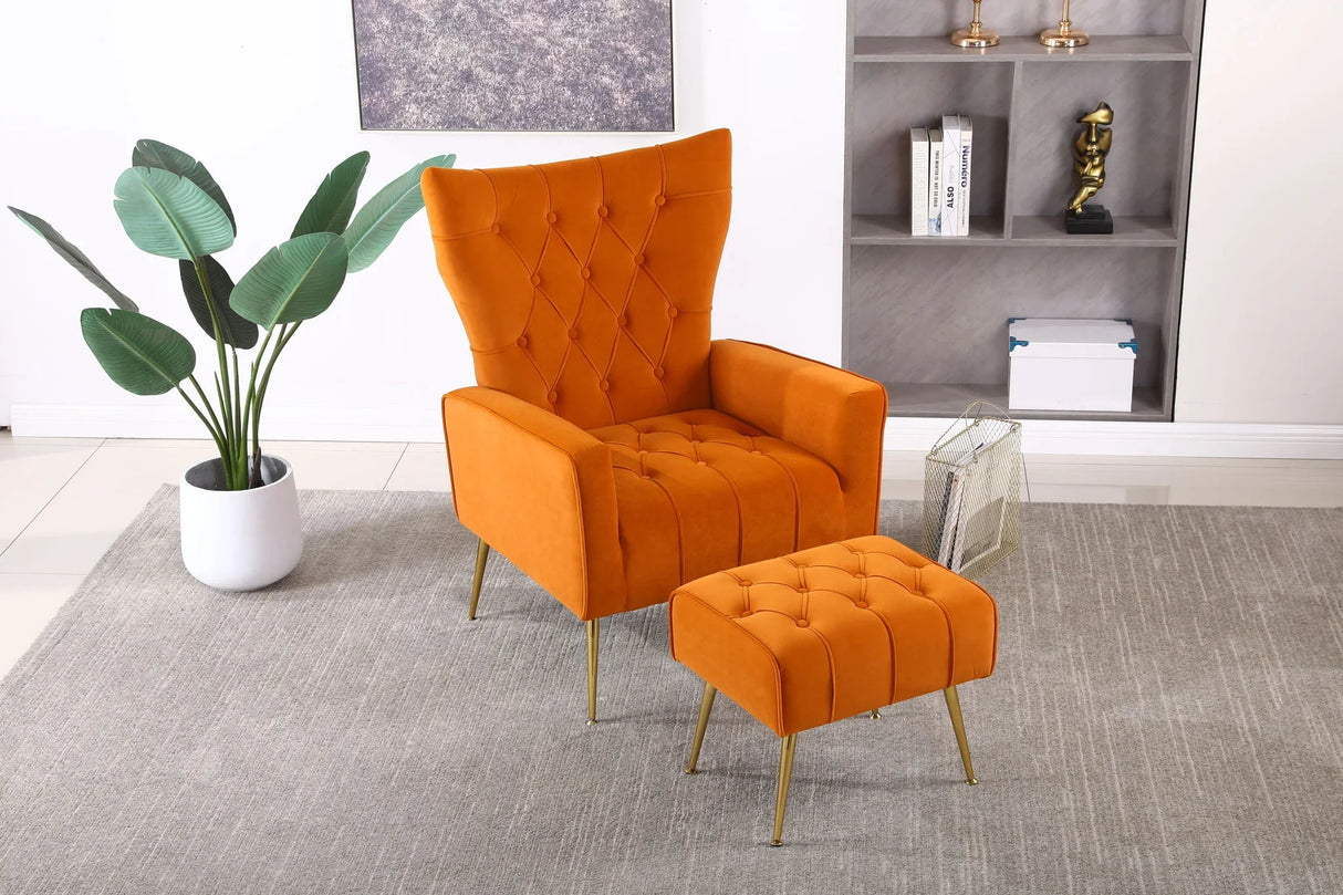 Modern Accent Chair With Ottoman, Comfy Armchair For Living Room - Furniture Home Direct