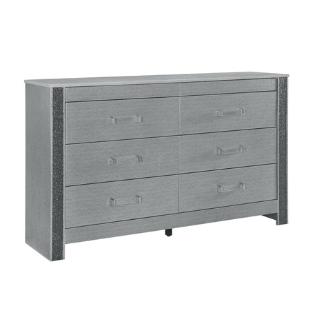 Lorenzo - Dresser With Hidden Jewelry Compartment And Bar Handles In - Silver - Furniture Home Direct