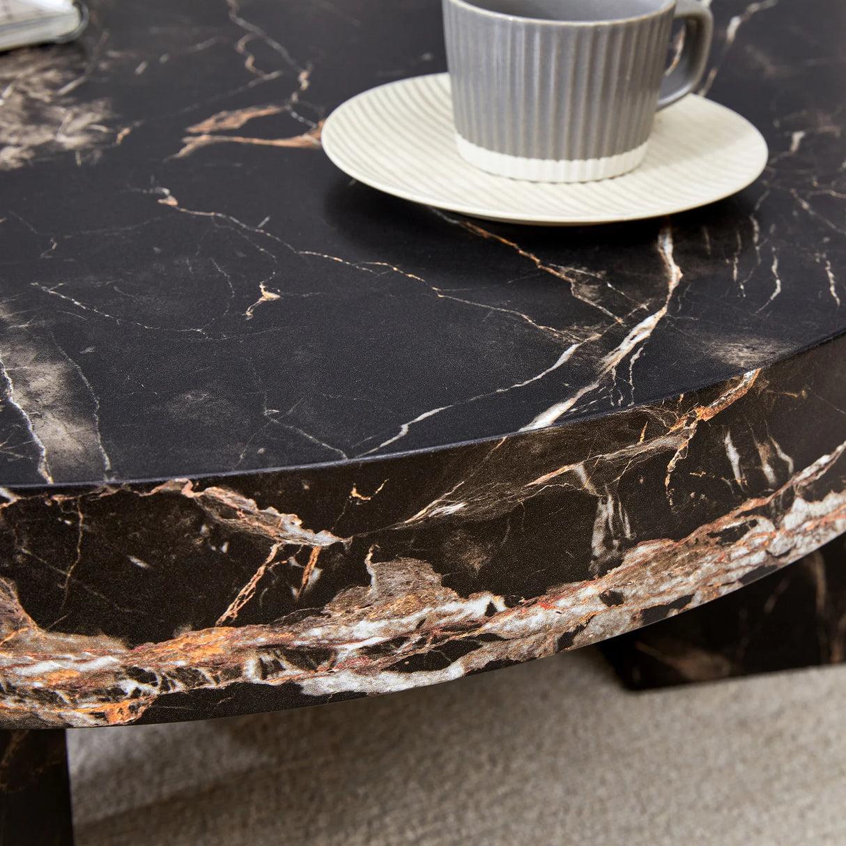Detachable Double-Decker Black Patterned Coffee Table - Furniture Home Direct