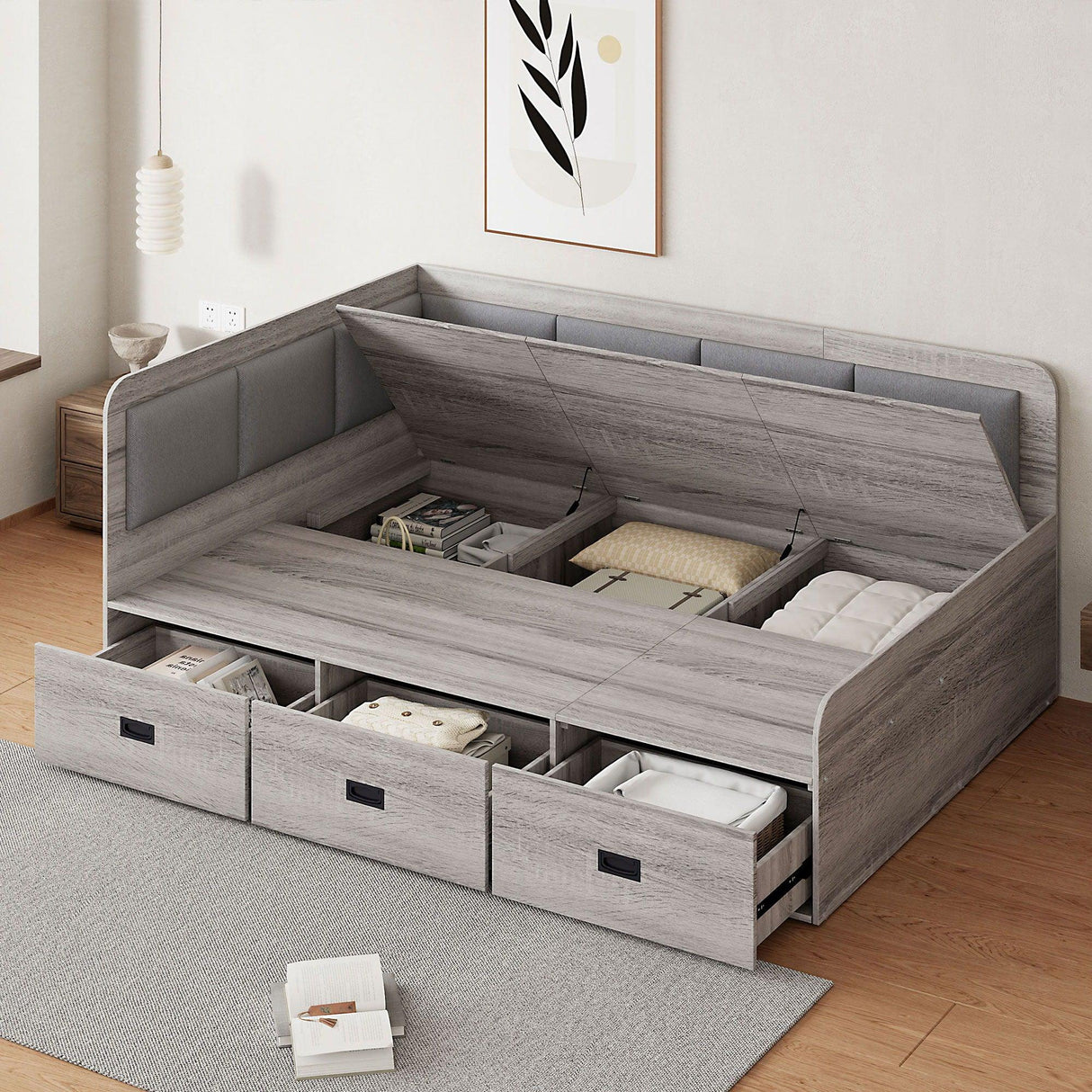 Daybed With 3 Drawers And 3 Storage Compartments - Furniture Home Direct