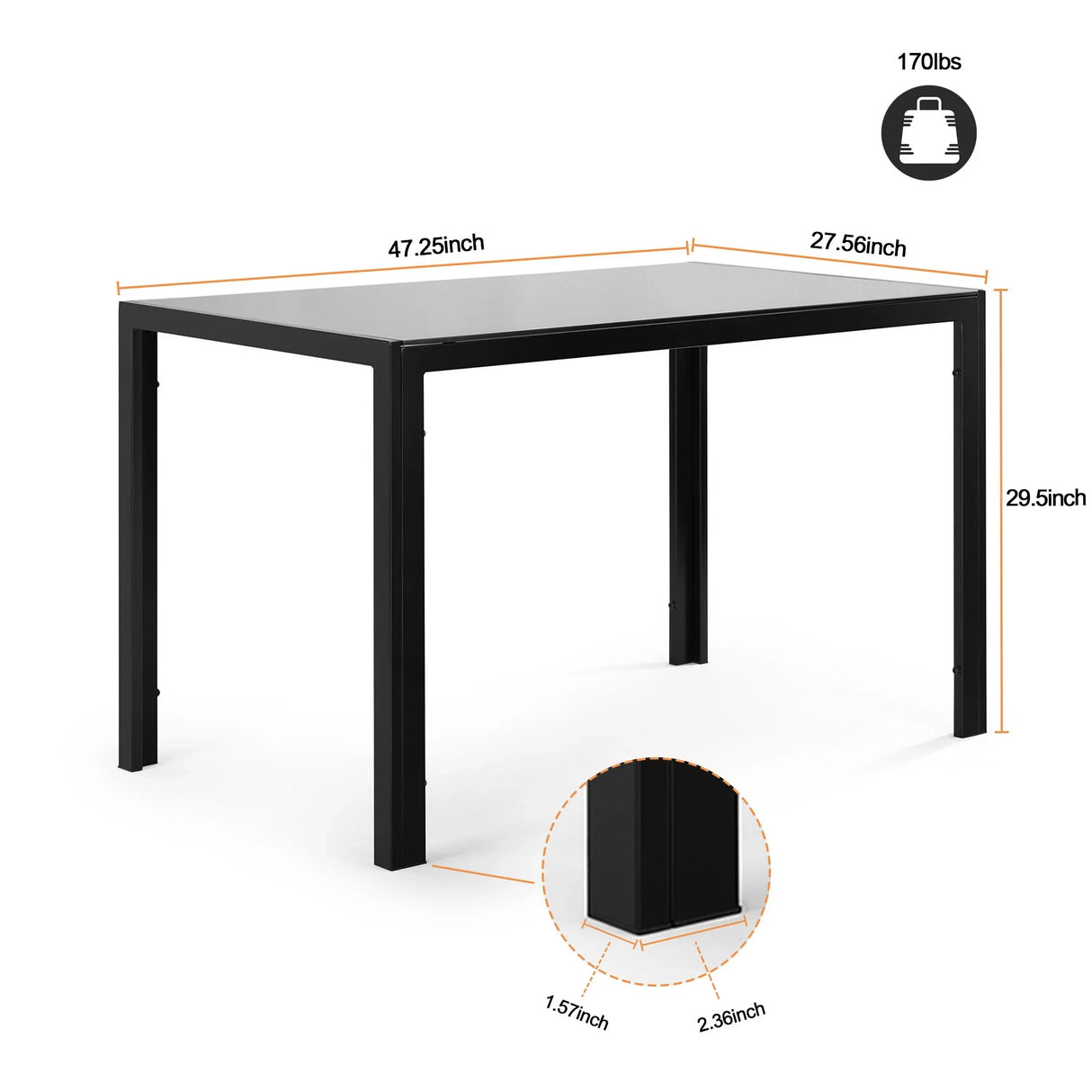 5 Pieces Dining Table Set For 4, Kitchen Room Tempered Glass Dining Table, 4 Faux Leather Chairs - Black - Furniture Home Direct