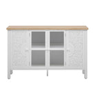 Retro TV Stand With 3 Spacious Cabinets, Glass Cabinet Doors And Anti-Tip Device - Furniture Home Direct