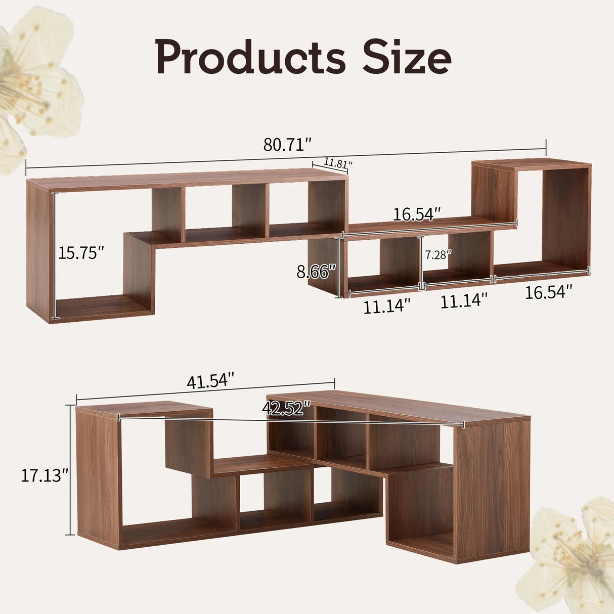 Minimalist Cube TV Stand With Adjustable Open Storage Shelves - Furniture Home Direct