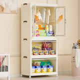 Portable Wardrobe Closet Storage Organizer With Magnetic Doors And Hanging Rod - Cream White - Furniture Home Direct