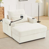 Modern Style Armchair Chaise Lounge Sofa Couch With Movable Storage Ottoman, USB Ports, Cup Holders, Phone Holder, Side Pockets - Furniture Home Direct