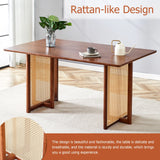 Dining Table Retro Solid Wood Rectangular Classic Walnut - Furniture Home Direct