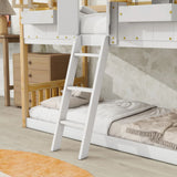 House Bunk Bed With Roof, Window, Window Box, Door, With Safety Guardrails And Ladder - Furniture Home Direct