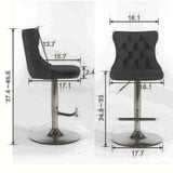 Swivel Velvet Barstools Adjusatble Seat Height From 25-33", Modern Upholstered Chrome Base Bar Stools With Backs Comfortable Tufted For Home Pub And Kitchen Island (Set of 2) - Furniture Home Direct