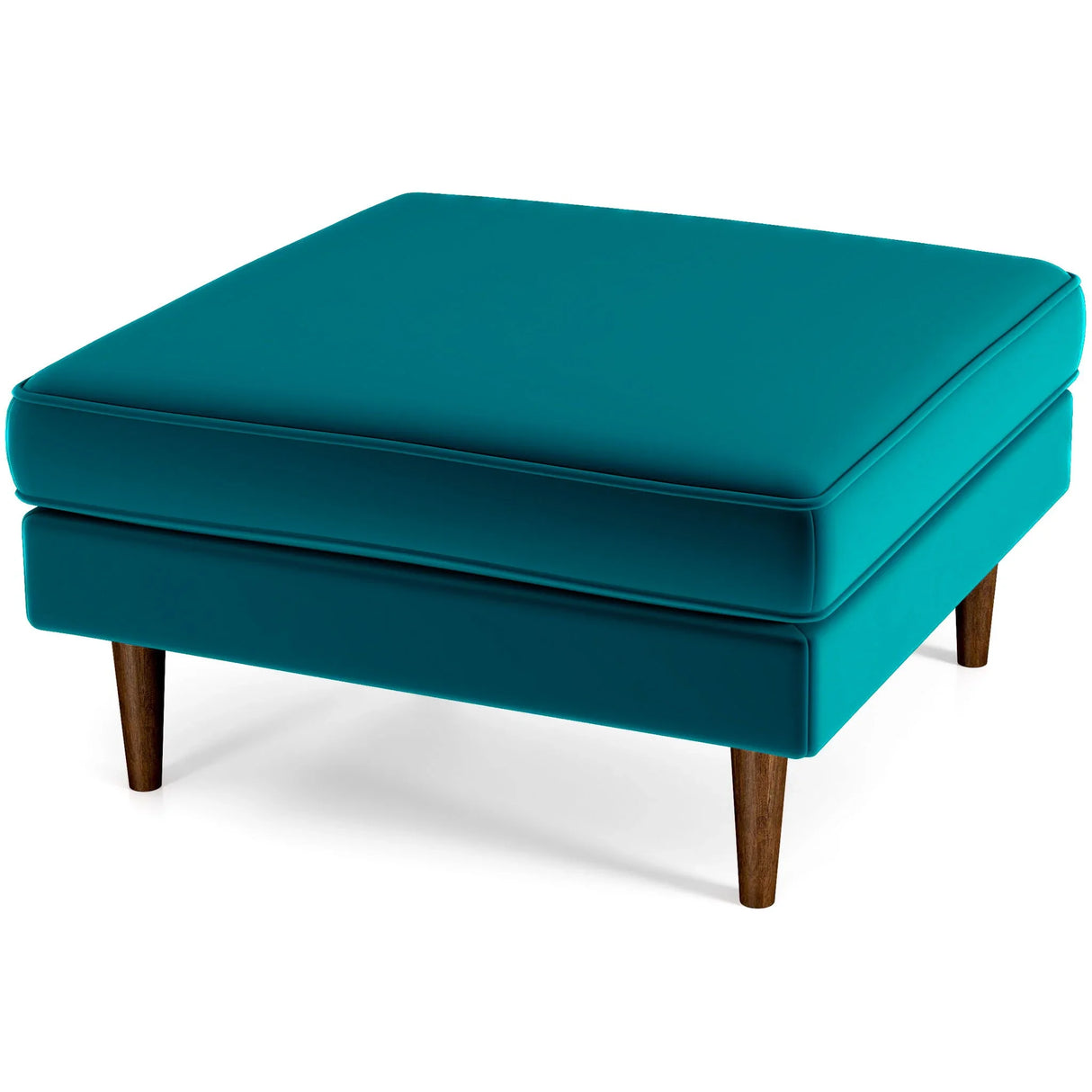 Amber - Square Upholstered Ottoman Linen - Furniture Home Direct