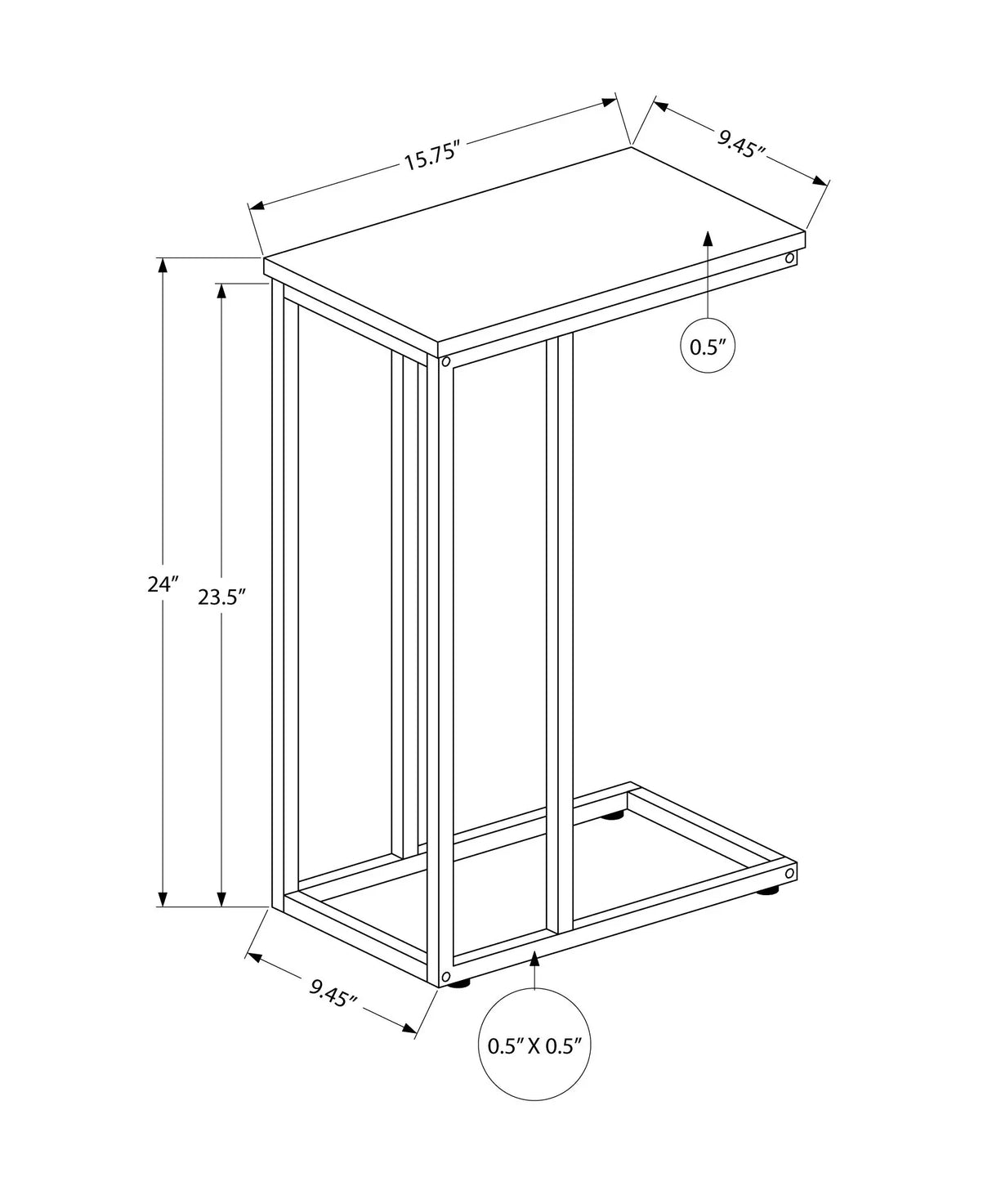 Accent Table, C - Shaped, Space-Saving Functionality - Furniture Home Direct