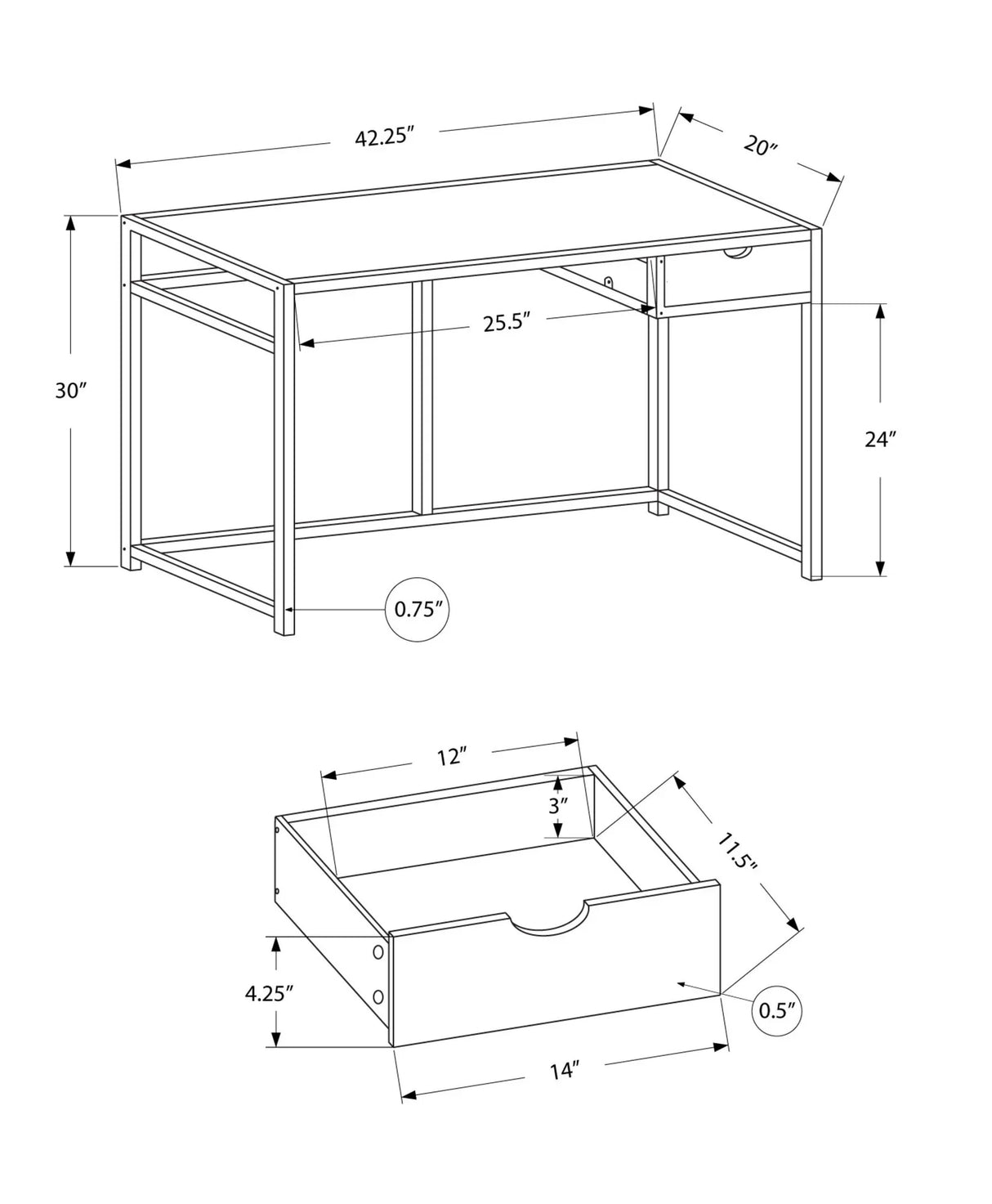 Computer Desk For Home Office, Laptop, 1 Storage Drawer, Contemporary & Modern - Furniture Home Direct