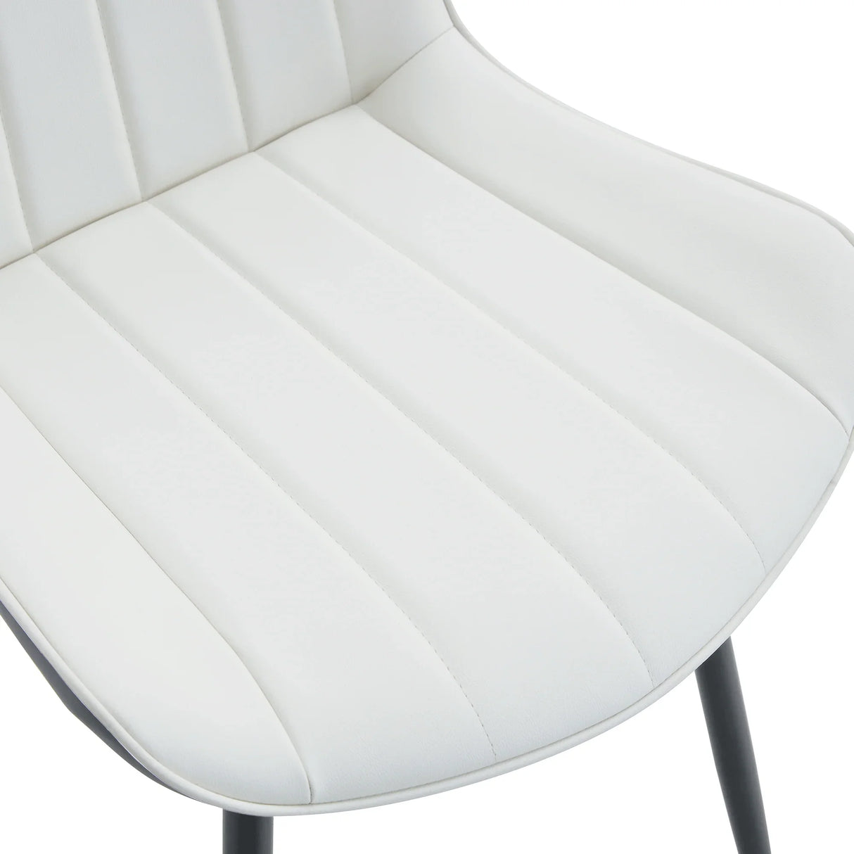 Dining Chairs Four Upholstered Leather Black Legs White - Furniture Home Direct