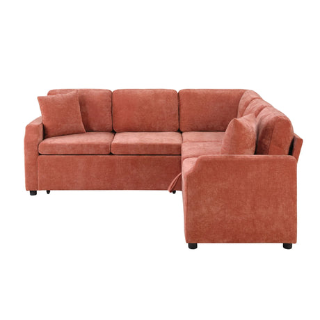 Modern L Shaped Sectional Sofa Bed With Hidden Storage Chenille Upholstery - Furniture Home Direct