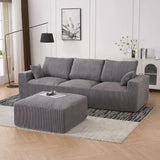 Modular Sectional Sofa With Ottoman, USB And Type C Charger, Petal Armrest Design - Furniture Home Direct