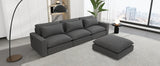 Chenille Cloud Sectional with Ottoman, Charging Ports and Three Back Pillows - Grey - Furniture Home Direct