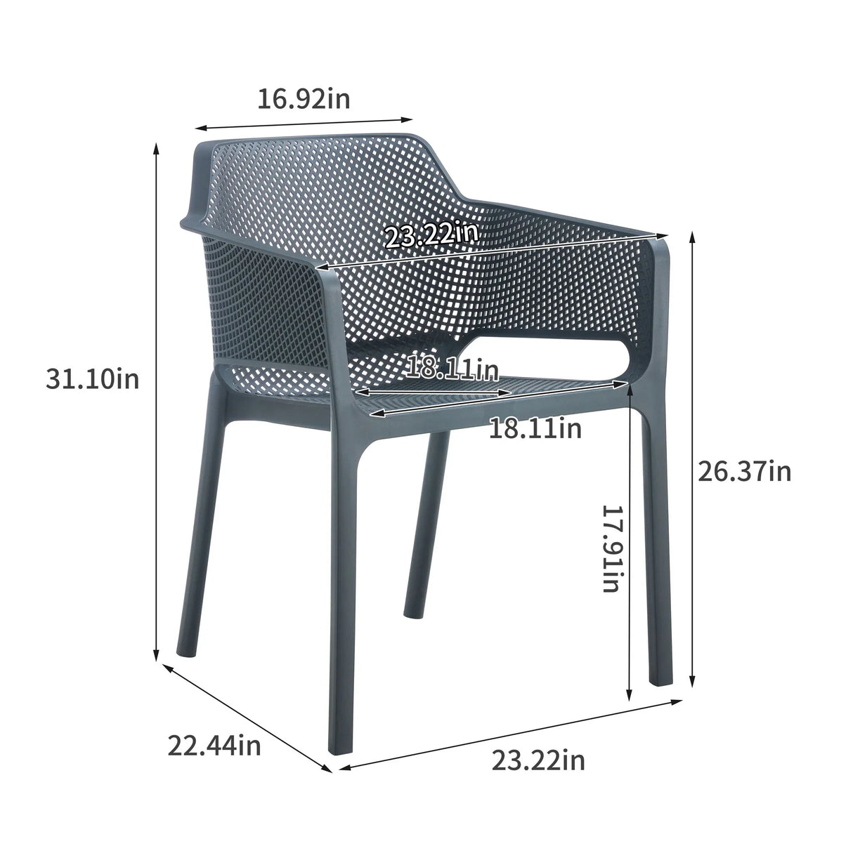 3 Piece Plastic Arm Chair Bistro Grs Premium Ocean Plastic - Furniture Home Direct