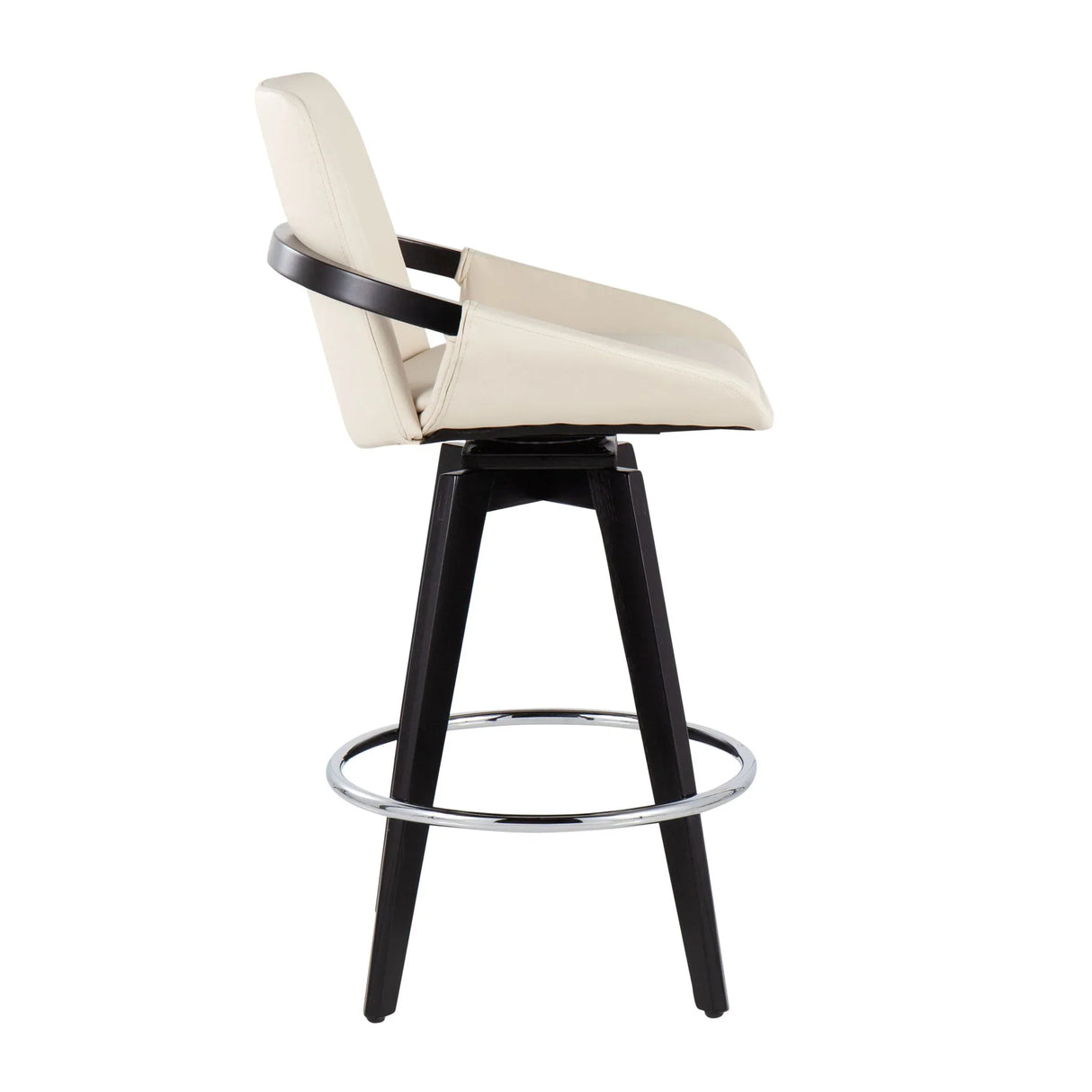 Cosmo - Contemporary Fixed Height Counter Stool With Swivel And Round Footrest (Set of 2) - Furniture Home Direct