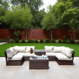 Comfortable Modern Patio Rattan Sectional Set With Cushions - Furniture Home Direct