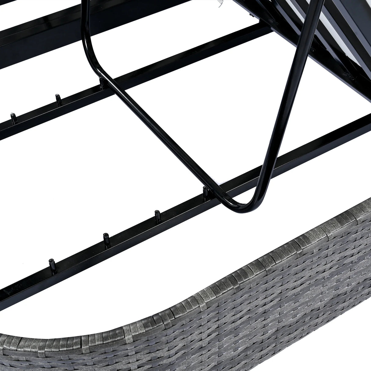 Outdoor Wicker Double Chaise (Black Frame+Beige Cushion) - Furniture Home Direct