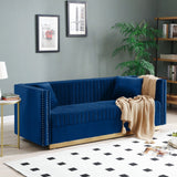 Contemporary Vertical Channel Tufted Sofa Modern Upholstered Couch For Living Room With 2 Pillows - Furniture Home Direct