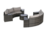 11 Piece Patio Set With Tempered Glass Round Coffee Table - Furniture Home Direct
