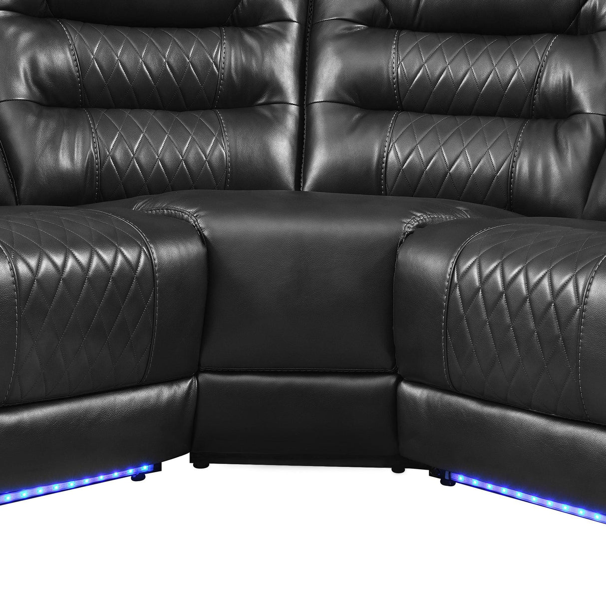 Sectional Sofa Manual Reclining With LED Light Strips Black - Furniture Home Direct