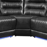 Sectional Sofa Manual Reclining With LED Light Strips Black - Furniture Home Direct