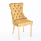 Nikki - Modern, High-End Tufted Solid Wood Contemporary Velvet Upholstered Dining Chair With Golden Stainless Steel Plating Legs, Nailhead Trim (Set of 2) - Furniture Home Direct