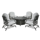5 Piece Cast Aluminum Chat Fire Pit Set With Cushion - Furniture Home Direct