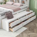 Bed With Bookcase Headboard, Under Bed Storage Drawers And Bed End Storage Case - Furniture Home Direct