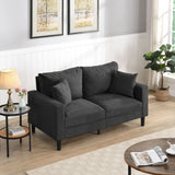 Modern Upholstered Loveseat Sofa With High Resilience, Wooden Frame - Dark Gray - Furniture Home Direct